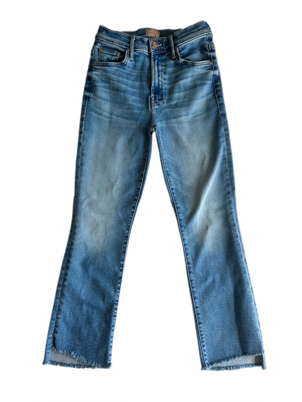 MOTHER The Insider Crop Step Fray Out Of The Blue Jeans Size 27